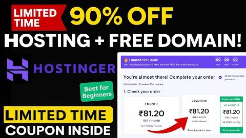 Hostinger Coupon Code 2025 | Free Domain | Business web hosting promo code 2025 | 98% Discount