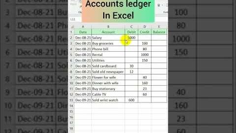 Learn excel in tamil How to maintain accounts ledger in excel #excelintamil #exceltips #excel