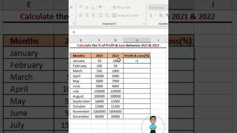 Excel Job Interview Questions Calculate Percentage (%) of Profit & Loss in Excel #excel #exceltips