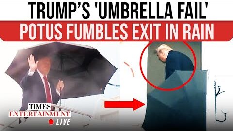 TRUMP’S UMBRELLA EMBARRASSMENT; POTUS Fumbled at Air Force One Exit | WATCH LIVE