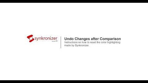 Basic Settings after Comparison-  Synkronizer Excel Compare Tool