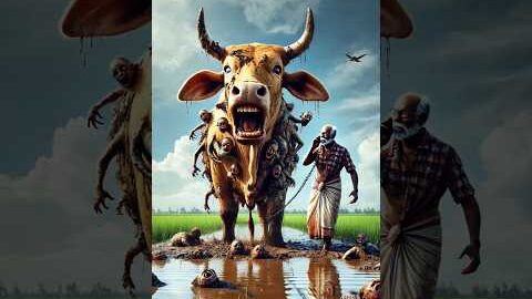 The cow warreped in millions of zombies 😭 saved by farmers ,#ai #trending #farmer #humanity