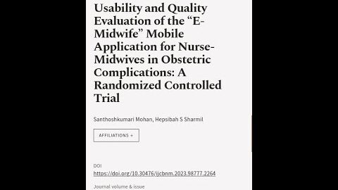 Usability and Quality Evaluation of the E- Midwife Mobile Application for Nurse- Midw… | RTCL.TV